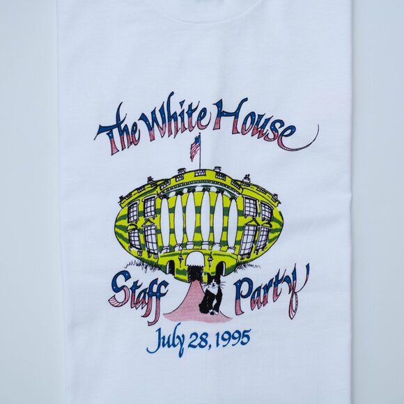 Vtg White House 1995 Staff Party T-Shirt XXL Made in USA Cotton Baggy 🏛️ - Picture 7 of 7